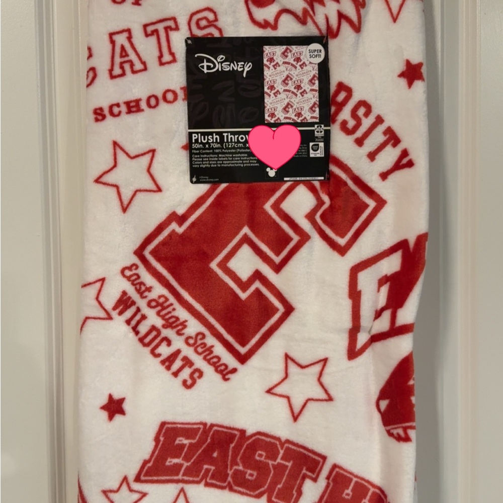 Disney Wildcats Red and White Plush Throw